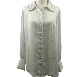 Free People - Cool & Clean Solid Button Down Shirt - White - Large - Worn 1 Time